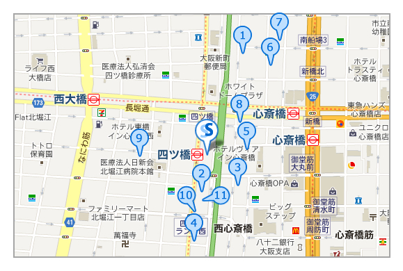 大阪の自習室　スタディ・スペース　近隣オススメマップ